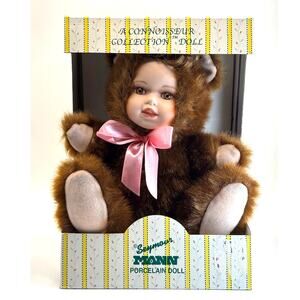 Vintage 1980's Seymour Mann Connoisseur Collection Porcelain Teddy Bear Doll,